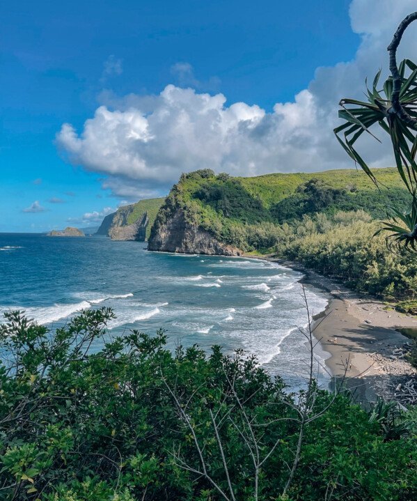 View of Pololu Valley from trail on Big Island Hawaii