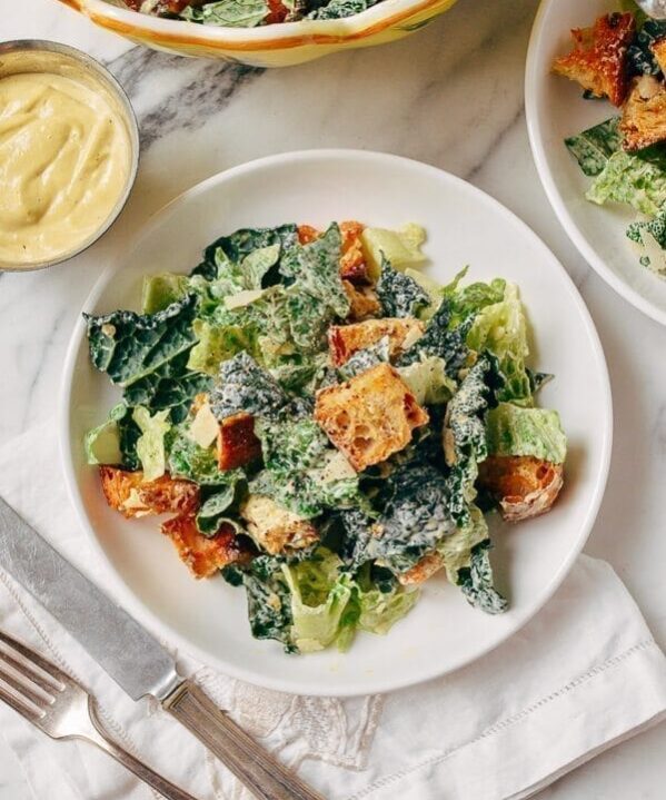 Caesar Salad with Tuscan Kale, by thewoksoflife.com