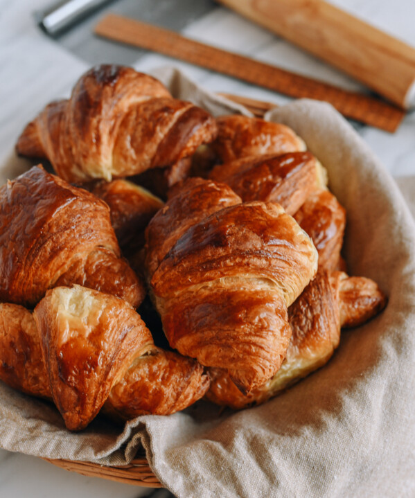 How to Make Croissants - basket of homemade croissants