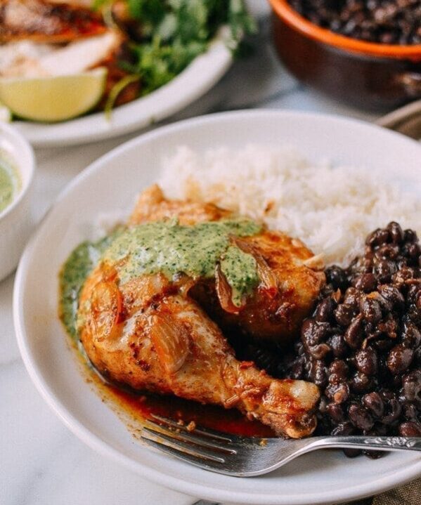 Peruvian Chicken & Green Sauce, by thewoksoflife.com