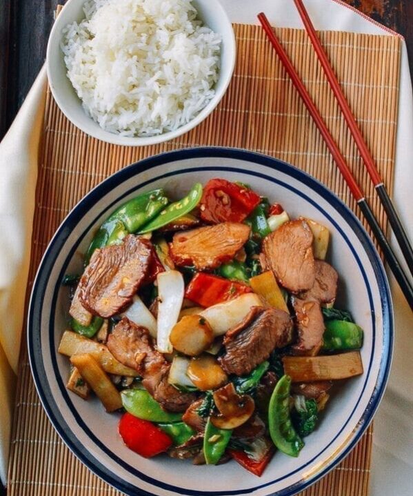 Roast Pork with Chinese Vegetables, by thewoksoflife.com
