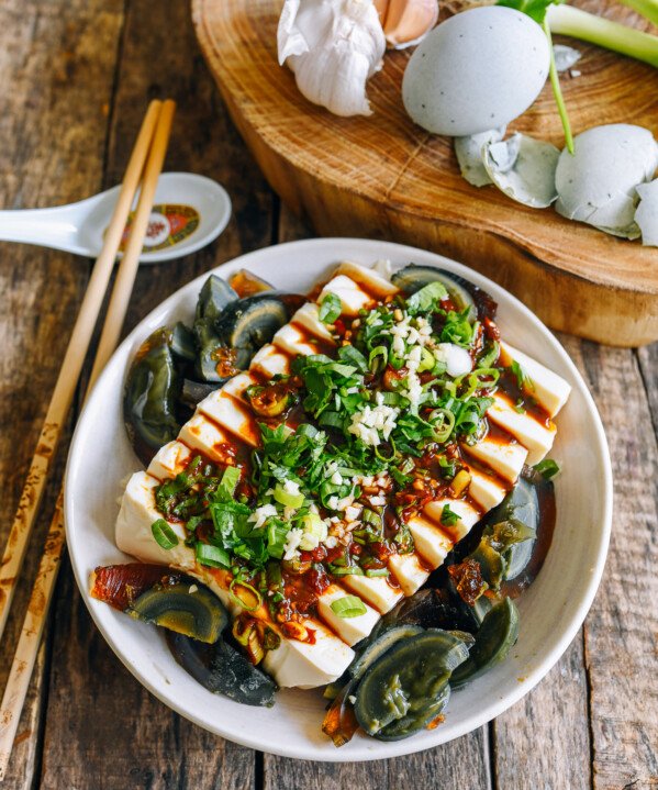 Chinese Spicy Cold Tofu with Thousand Year Old Egg